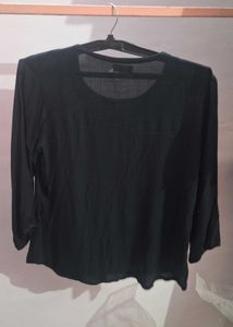 Floral Embroidered Black Top