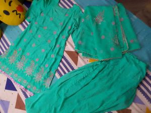 Teal Embroidered Farsi Salwar Kameez Suit