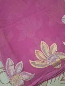 Pink Georgette Saree With Zari Border