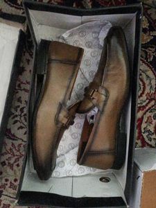 Genuine Leather Olive Patina Penny Loafers
