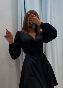 Elegant Black Wrap Dress