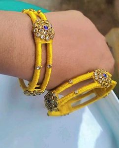 Yellow Silk Thread Bangles
