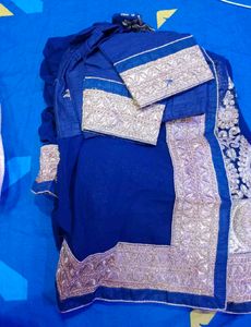 Elegant Blue &amp; Gold Saree
