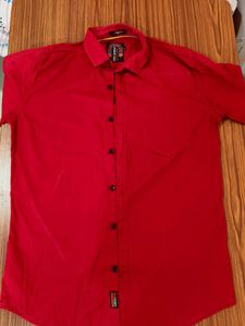 Red Button-Down Shirt - Men's Casual