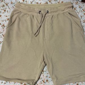 Beige Drawstring Sweat Shorts