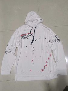 White Graphic Print Hoodie