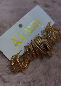 Gold Loop Earrings Set