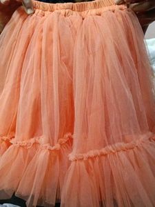 Peach Tulle Mini Skirt And Top