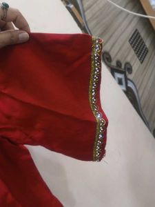 Red Embellished Kurta