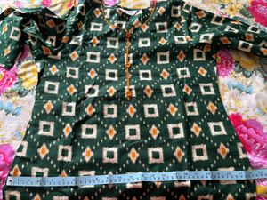 Green Printed Kurta
