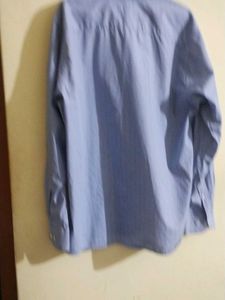 Blue Cotton Casual Shirt For Men