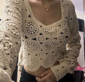 White Crochet Top