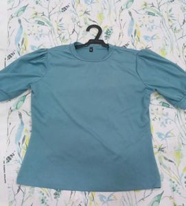 Blue Puff Sleeve Top