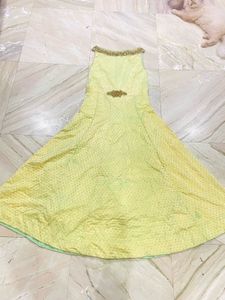 Lime Green Gown- Elegant Embroidery