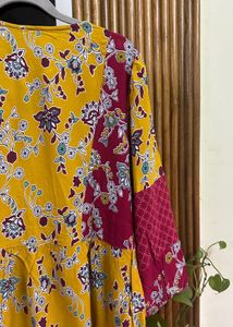 Floral Print Yellow And Red Blouse, size 36-38