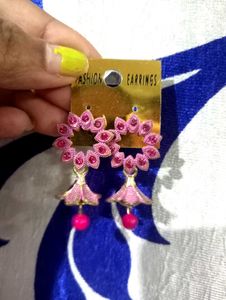 Pink Floral Drop Earrings