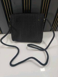 Black Woven Crossbody Bag