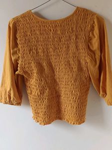 Mustard Smocked Top