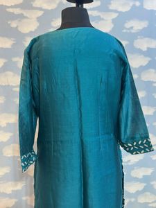 Hand Cut Work Desi Tussar Silk Kurta with Astar W