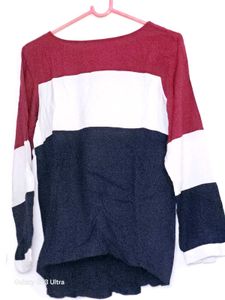 Harvard Navy &amp; White Colourblocked Top
