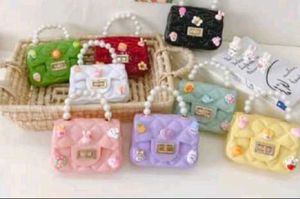 Cute Kids Pearl Handle Sling Bag with Cartoon &amp; Fl