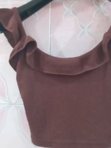 Pretty Chic muave Brown y2k Crop Top