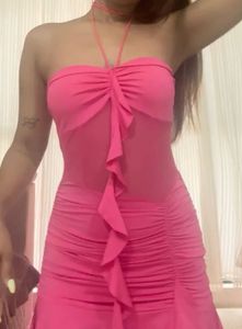 Pink Ruffle Mini Dress