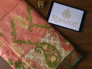Pink Thread Work Chanderi Silk Saree