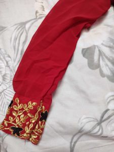 Elegant Red Anarkali suit and dupatta