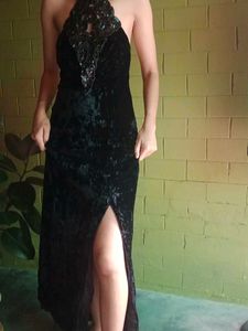 Vintage Velvet Halter Gown