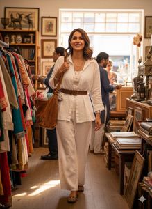 ☀️&#34;The Santorini Breeze&#34;🏝️Chic 4-in-1 Linen Set!