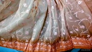 Elegant Peach Saree rubber print