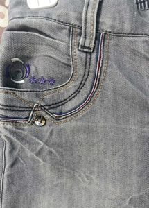 Black Crushed Denim Trousers
