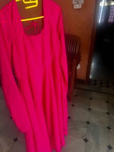 Pink soild plain anarkali