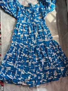 Blue &amp; White Print Mini Dress