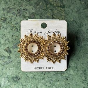 Golden Ethnic Stud Earrings