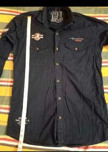 Vintage Style Navy Button-Down Shirt