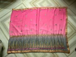 Clearance Sale Pink And Grey Party Wear Saree