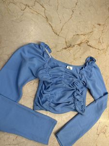 Chic Blue Ruched Top