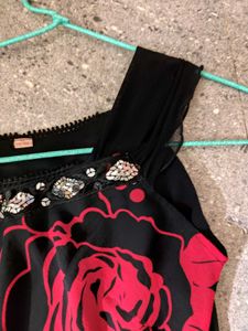Black Pinteresty Sequin Detail Floral Dress