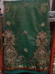 Emerald Green Embroidered Saree