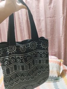 Black Printed Tote Bag