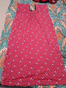 Red Floral Print Nightgown