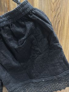 Black Lace Trim Shorts