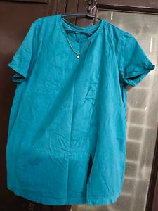 Green Printed Stretchable Top For Women In Xl Size