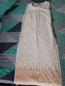 Orange & Cream Kurti With Leggings