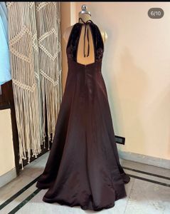 Brown Satin Velvet Gown