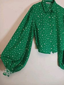 Very Beautiful Polka Dot Green Top