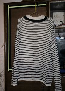 Striped Oversized Sweater with inner