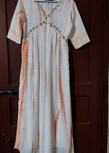White Mirror Worked Kurta